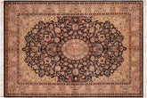 handmade Traditional Hussani Black Taupe Hand Knotted RECTANGLE 100% WOOL area rug 6x9