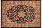 handmade Traditional Hussani Black Taupe Hand Knotted RECTANGLE 100% WOOL area rug 6x9