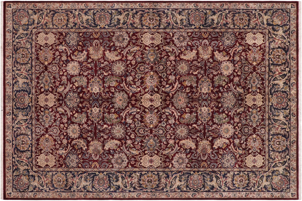 handmade Traditional Agra Red Blue Hand Knotted RECTANGLE 100% WOOL area rug 6x9