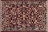 handmade Traditional Agra Red Blue Hand Knotted RECTANGLE 100% WOOL area rug 6x9