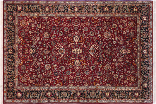 handmade Traditional Abasi Afsha Red Black Hand Knotted RECTANGLE 100% WOOL area rug 6x9