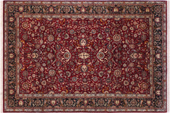 handmade Traditional Abasi Afsha Red Black Hand Knotted RECTANGLE 100% WOOL area rug 6x9