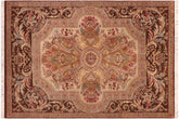 handmade Traditional Firdous Brown Taupe Hand Knotted RECTANGLE 100% WOOL area rug 6x10