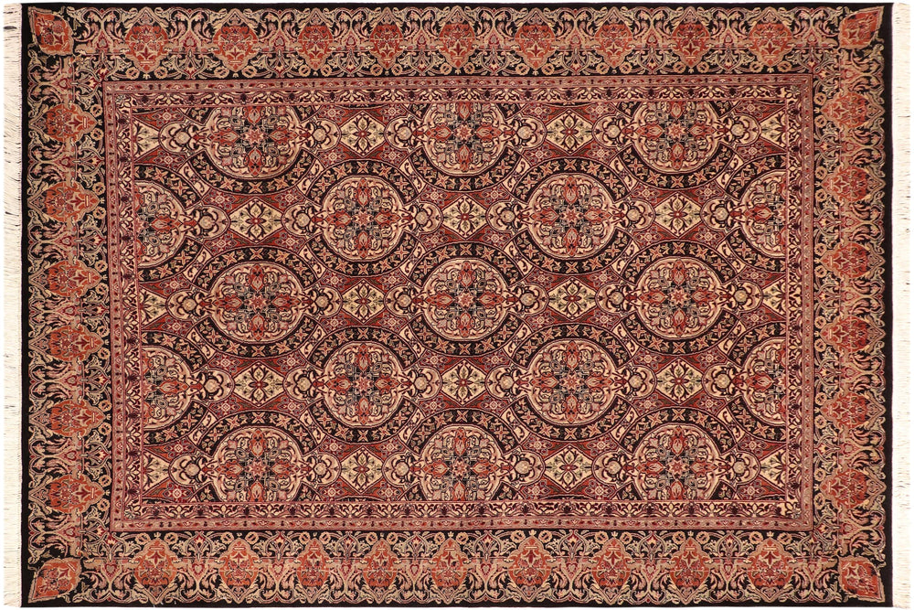 handmade Transitional Paracha Black Rust Hand Knotted RECTANGLE 100% WOOL area rug 6x9