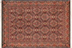 handmade Transitional Paracha Black Rust Hand Knotted RECTANGLE 100% WOOL area rug 6x9