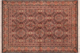 handmade Transitional Paracha Black Rust Hand Knotted RECTANGLE 100% WOOL area rug 6x9