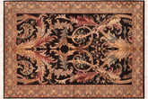 handmade Traditional Bhati Black Green Hand Knotted RECTANGLE 100% WOOL area rug 6x9