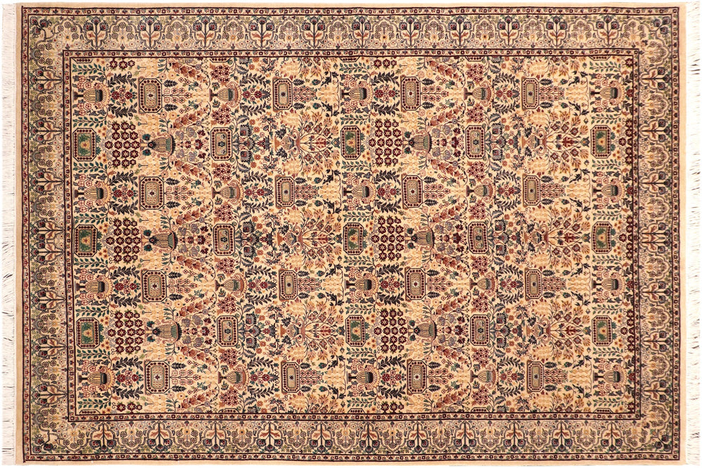 handmade Transitional Razia Beige Grey Hand Knotted RECTANGLE 100% WOOL area rug 6x9