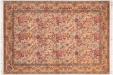 handmade Transitional Kamal Taupe Gold Hand Knotted RECTANGLE 100% WOOL area rug 6x10