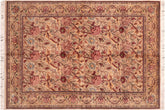 handmade Transitional Kamal Taupe Pink Hand Knotted RECTANGLE 100% WOOL area rug 6x9