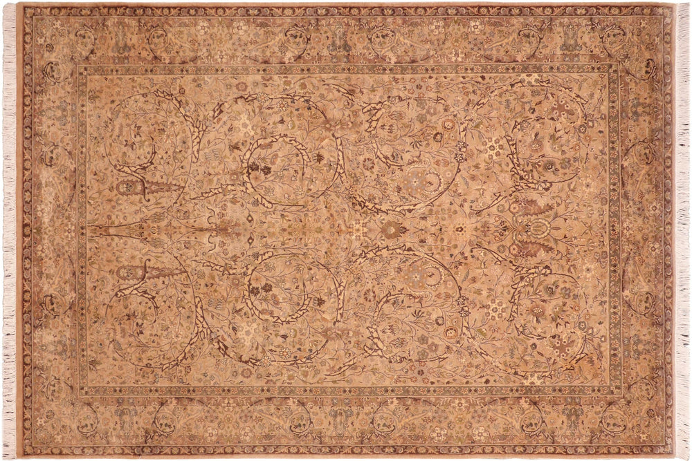 handmade Transitional Taupe Brown Hand Knotted RECTANGLE 100% WOOL area rug 6x10