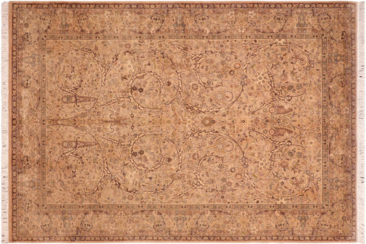 handmade Transitional Taupe Brown Hand Knotted RECTANGLE 100% WOOL area rug 6x10