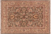 handmade Traditional Mehal Green Taupe Hand Knotted RECTANGLE 100% WOOL area rug 6x9