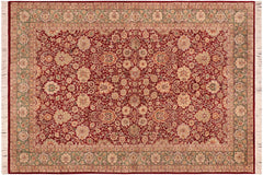 handmade Traditional Lahore Red Green Hand Knotted RECTANGLE 100% WOOL area rug 6x9