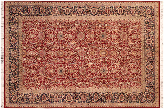 handmade Transitional Qaseem Bond Red Blue Hand Knotted RECTANGLE 100% WOOL area rug 6x9
