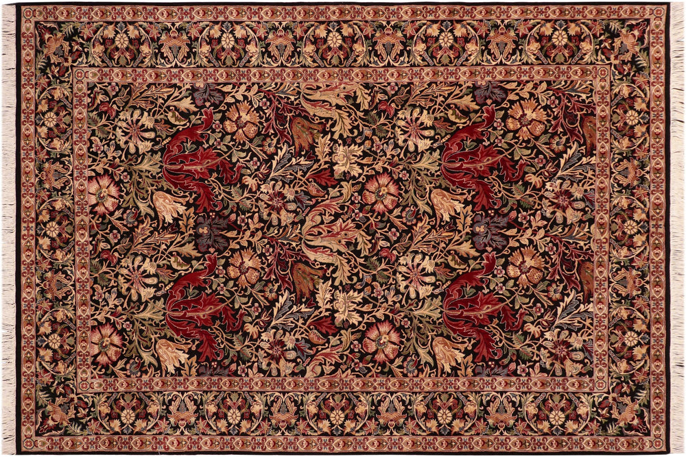 handmade Transitional Gulshan Black Red Hand Knotted RECTANGLE 100% WOOL area rug 6x9