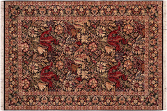 handmade Transitional Gulshan Black Red Hand Knotted RECTANGLE 100% WOOL area rug 6x9