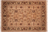 handmade Traditional New Asif Tan Green Hand Knotted RECTANGLE 100% WOOL area rug 6x9