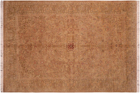 handmade Traditional Kasbeen Taupe Green Hand Knotted RECTANGLE 100% WOOL area rug 6x10