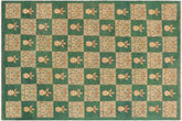 handmade Modern Kafkaz Green Tan Hand Knotted RECTANGLE 100% WOOL area rug 9' x 13'