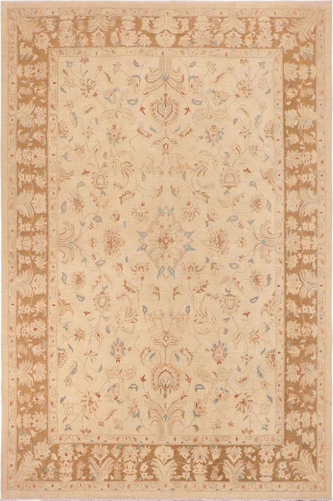 handmade Traditional Kafkaz Beige Brown Hand Knotted RECTANGLE 100% WOOL area rug 10 x 14