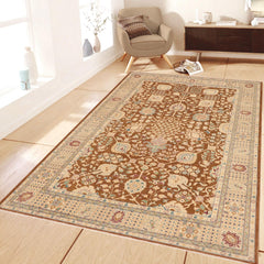 handmade Transitional Kafkaz Brown Beige Hand Knotted RECTANGLE 100% WOOL area rug 9' x 12'