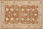 handmade Transitional Kafkaz Brown Beige Hand Knotted RECTANGLE 100% WOOL area rug 9' x 12'