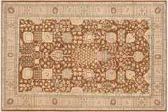handmade Transitional Kafkaz Brown Beige Hand Knotted RECTANGLE 100% WOOL area rug 9' x 12'