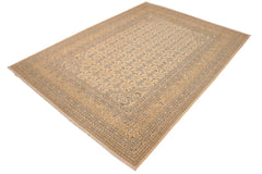 handmade Transitional Kafkaz Beige Gold Hand Knotted RECTANGLE 100% WOOL area rug 10 x 14