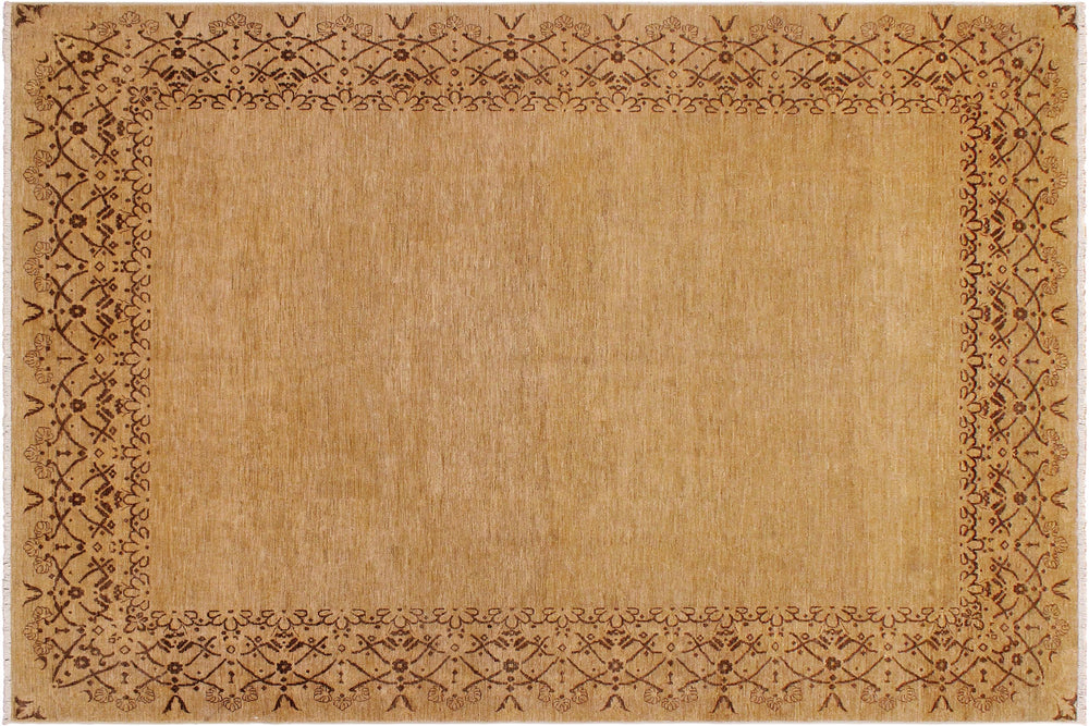 handmade Modern Kafkaz Tan Brown Hand Knotted RECTANGLE 100% WOOL area rug 9' x 12'