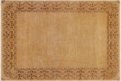 handmade Modern Kafkaz Tan Brown Hand Knotted RECTANGLE 100% WOOL area rug 9' x 12'