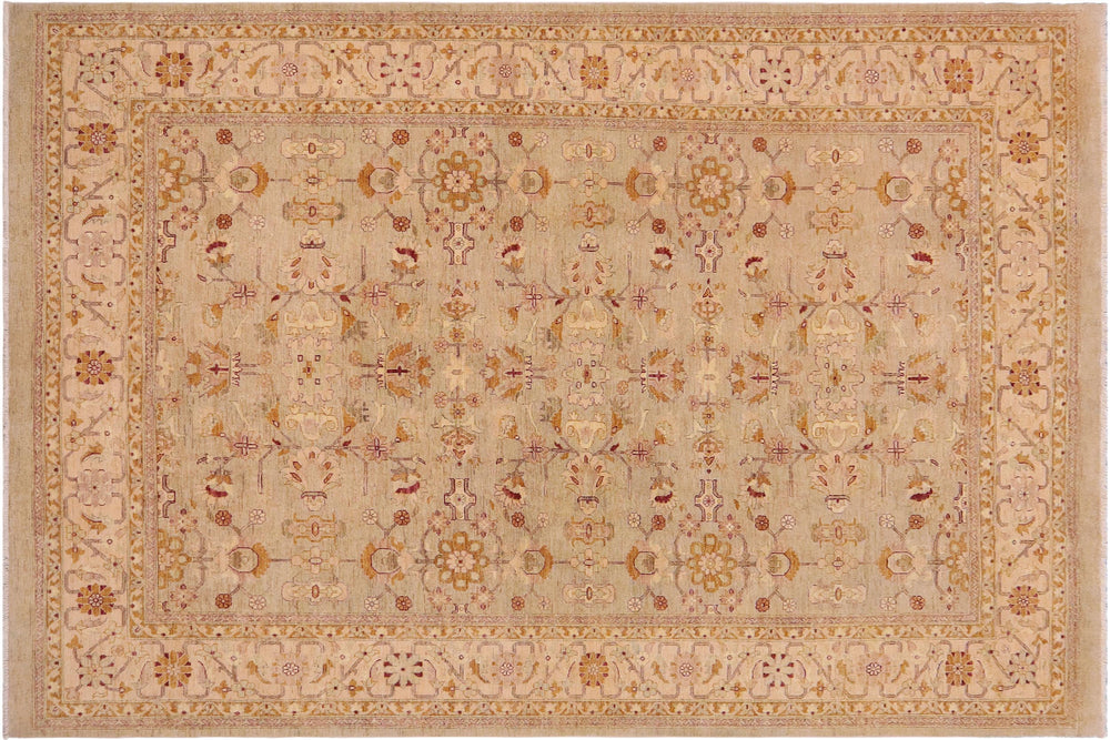 handmade Transitional Kafkaz Lt. Green Beige Hand Knotted RECTANGLE 100% WOOL area rug 9' x 12'
