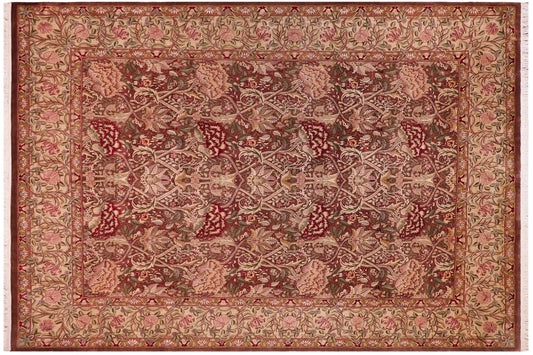 handmade Transitional William Brown Ivory Hand Knotted RECTANGLE 100% WOOL area rug 9x12