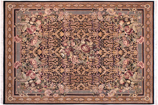 handmade Traditional Rasmi Romal Black Brown Hand Knotted RECTANGLE 100% WOOL area rug 9x12