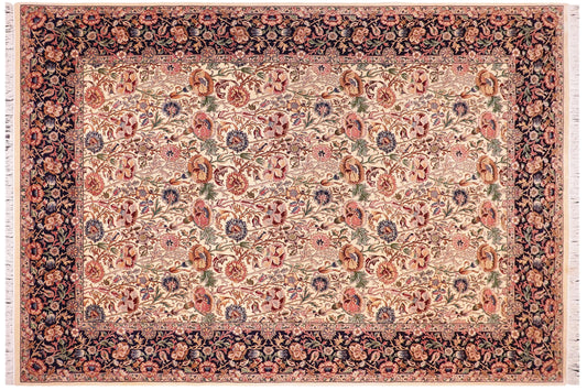 handmade Transitional Irfan Ivory Blue Hand Knotted RECTANGLE 100% WOOL area rug 9x12