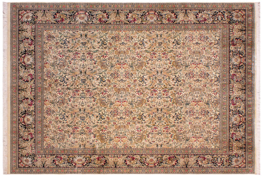 handmade Traditional Sukhan Ivory Black Hand Knotted RECTANGLE 100% WOOL area rug 9x12