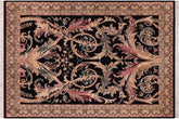handmade Traditional Bhati Black Lt. Gray Hand Knotted RECTANGLE 100% WOOL area rug 9x12