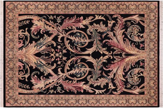 handmade Traditional Bhati Black Lt. Gray Hand Knotted RECTANGLE 100% WOOL area rug 9x12