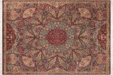 handmade Traditional Mugalart Brown Multi Hand Knotted RECTANGLE 100% WOOL area rug 9x12