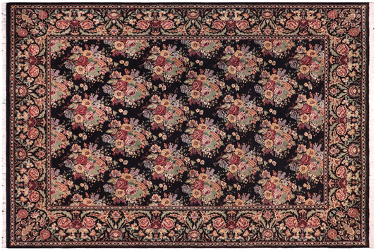 handmade Transitional Gulshan Black Black Hand Knotted RECTANGLE 100% WOOL area rug 9x12