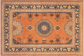 handmade Traditional Kafkaz Rust Blue Hand Knotted RECTANGLE 100% WOOL area rug 8' x 10'