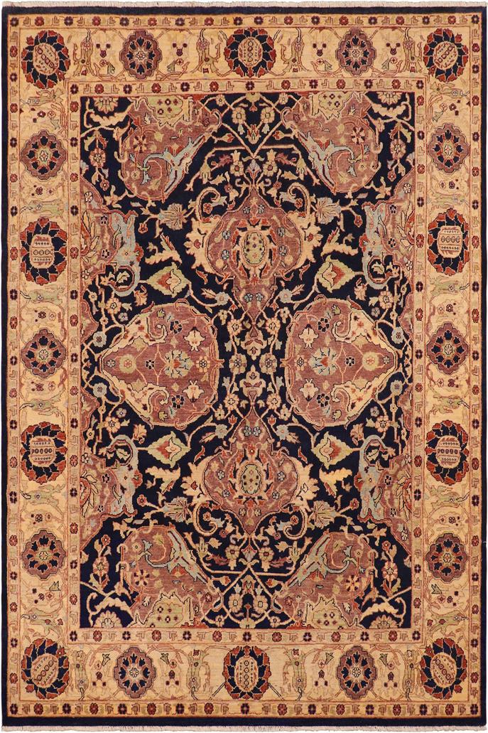 handmade Traditional Kafkaz Blue Tan Hand Knotted RECTANGLE 100% WOOL area rug 8 x 10