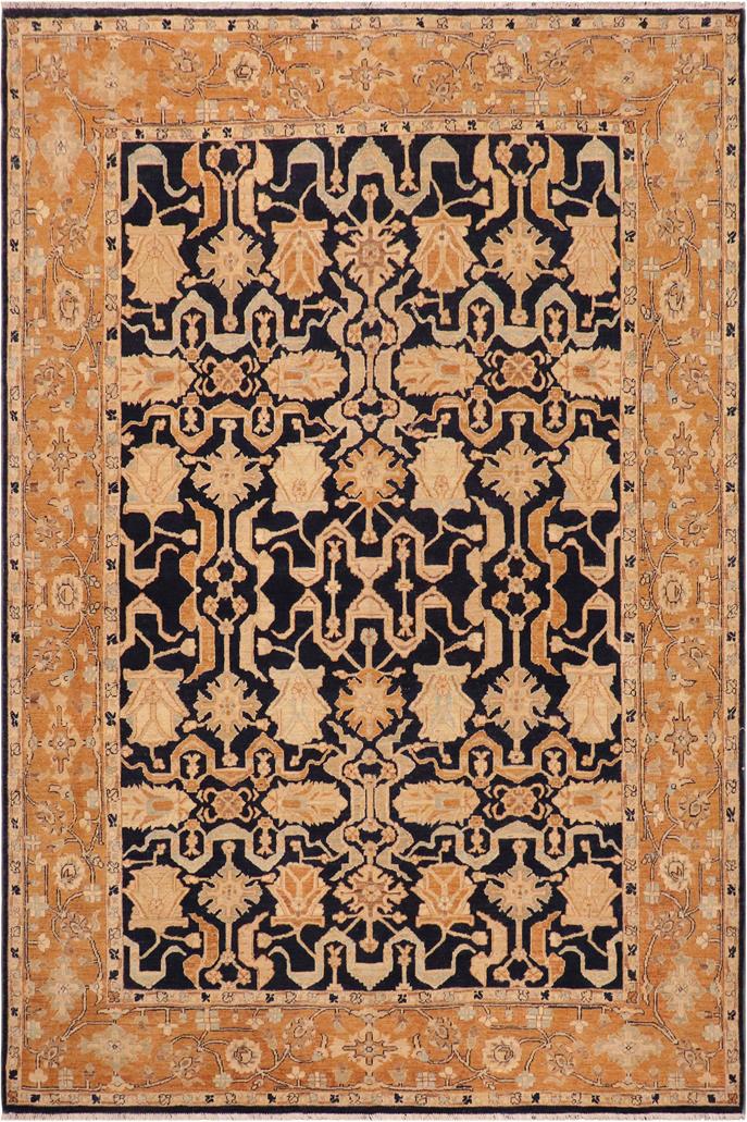 handmade Traditional Kafkaz Blue Orange Hand Knotted RECTANGLE 100% WOOL area rug 8 x 10