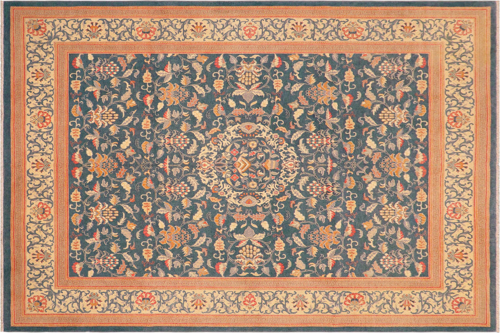 handmade Traditional Kafkaz Green Teal Hand Knotted RECTANGLE 100% WOOL area rug 8x10