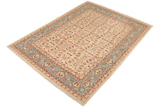 handmade Transitional Kafkaz Beige Green Hand Knotted RECTANGLE 100% WOOL area rug 8 x 10