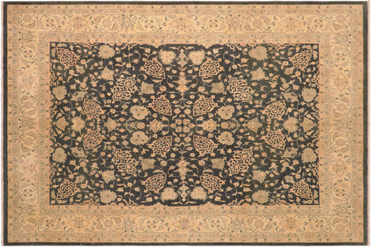 handmade Traditional Kafkaz Charcoal Tan Hand Knotted RECTANGLE 100% WOOL area rug 8x10