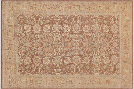 handmade Transitional Kafkaz Lt. Brown Gold Hand Knotted RECTANGLE 100% WOOL area rug 9' x 12'