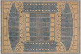 handmade Geometric Antique Blue Tan Hand Knotted RECTANGLE 100% WOOL area rug 9' x 11'
