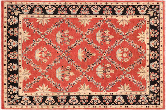handmade Transitional Kafkaz Red Black Hand Knotted RECTANGLE 100% WOOL area rug 9' x 12'