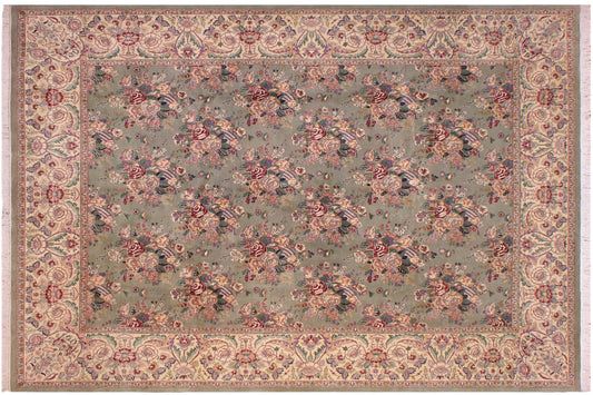 handmade Transitional Regular Lt. Green Tan Hand Knotted RECTANGLE 100% WOOL area rug 9x12